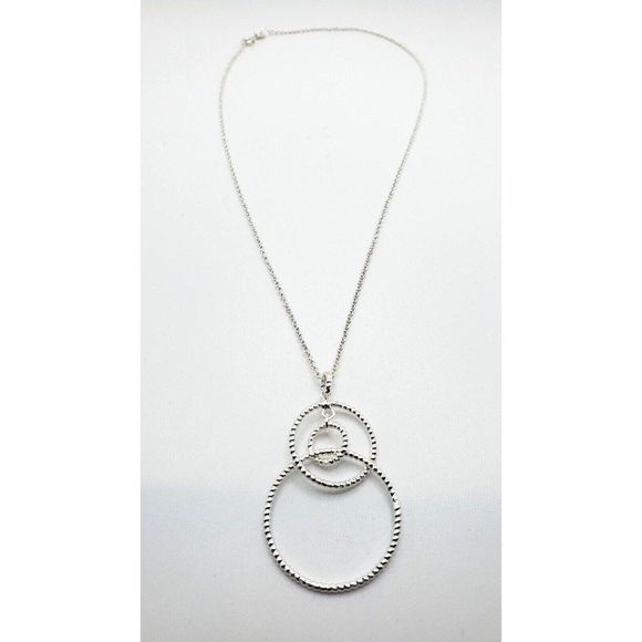 Silver Triple Circle Necklace Stamped IBB CN 18 inches Long Contemporary - Picture 3 of 7